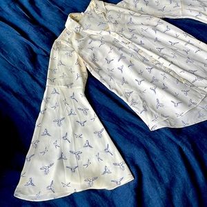 Express Portofino Slim Fit top white with birds